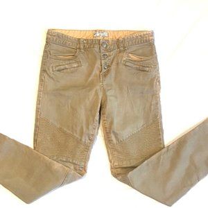 Free People Steamed Moto Skinny Jeans in Tan + Size 29 + Women's + Zipper